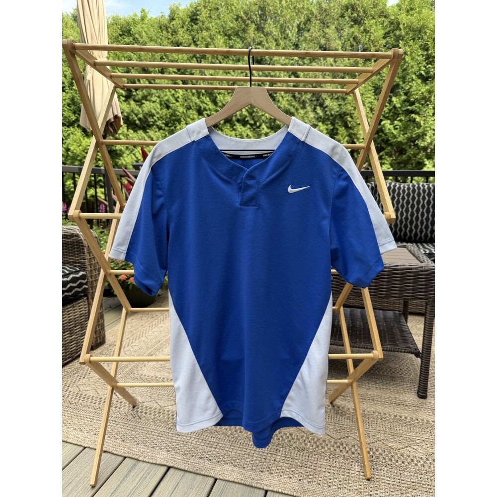 NIKE - Blue/White Baseball Tee - Size, Men'd Medium